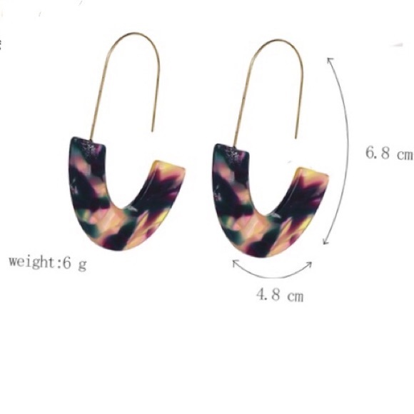 Multi Color Resin Acrylic Hoop Drop Earrings - Picture 3 of 3